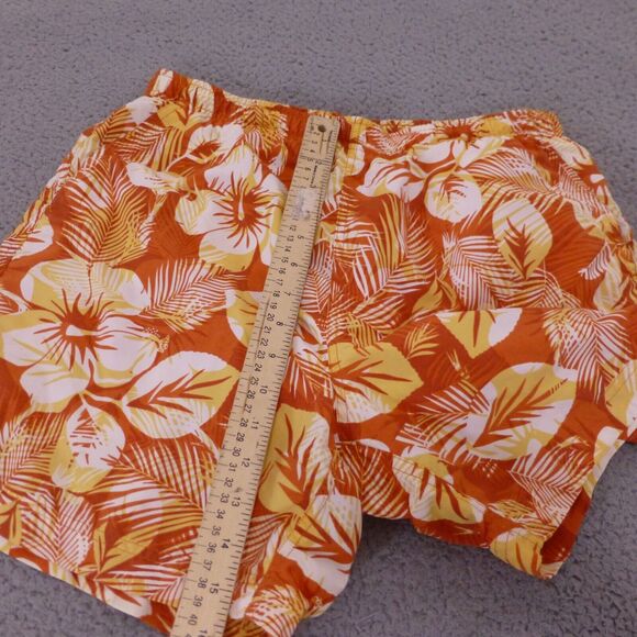 LL Bean Swim Trunks Mens Medium Floral Mesh Lined Tropical Orange Beach - Picture 8 of 10